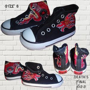 Rare Chuck Taylor Converse High top sneakers tennis shoes black dragon 6